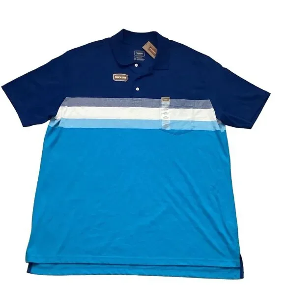 The Foundry Men's Blue Striped Polo Shirt Size L Golf Casual Summer - Picture 5 of 5